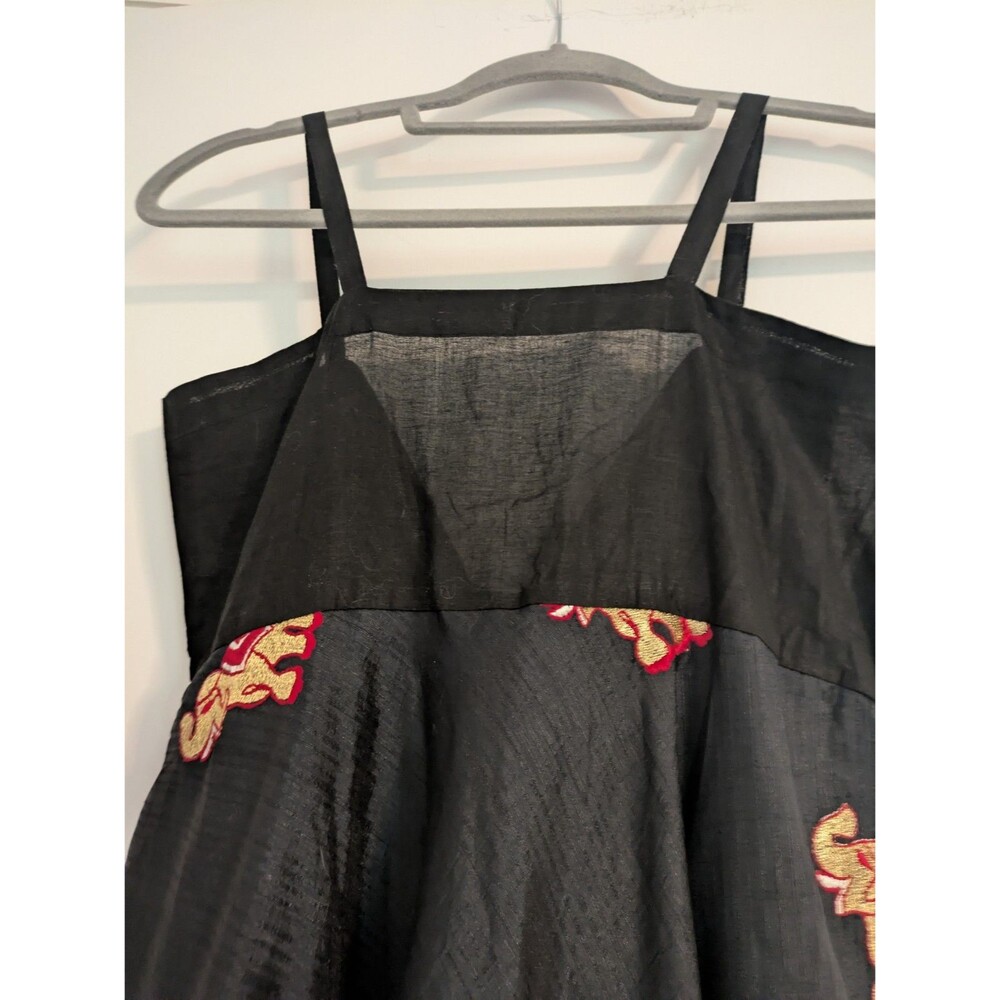 Designer Embroidered Black Silk Cotton Dress with Colorful Patterns Garmentry Xs - Picture 4 of 9
